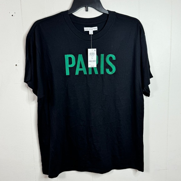 And Now This Other - And Now This Mens T-Shirt Size Large Black Paris Short Sleeve Crew Neck New